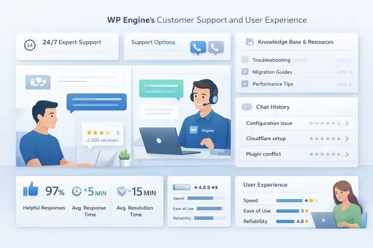 An informative illustration about WP Engine’s Customer Support and User Experience