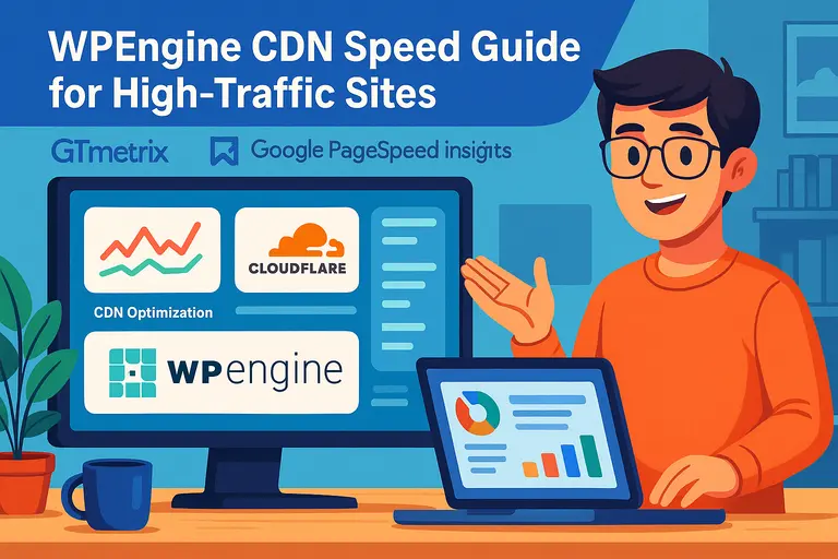 An informative illustration about WPEngine CDN Speed Guide for High-Traffic Sites