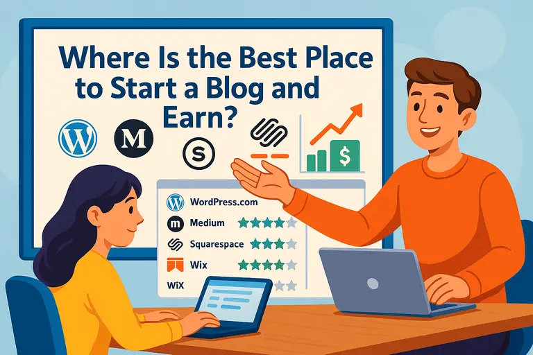 Where Is the Best Place to Start a Blog and Earn? An informative illustration about Where Is the Best Place to Start a Blog and Earn?