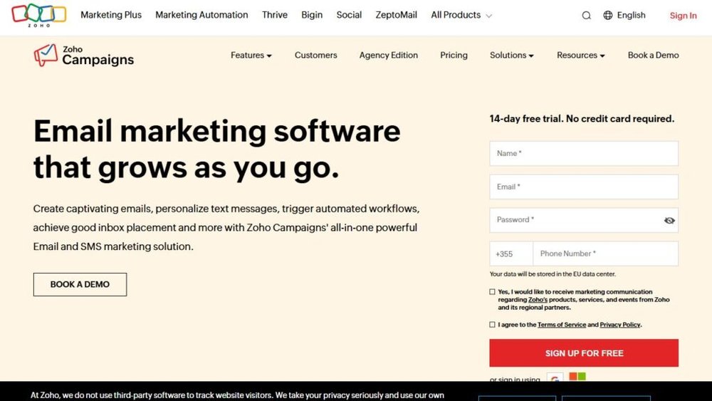 Best Email Marketing Services for Small Business Zoho Campaigns screenshot