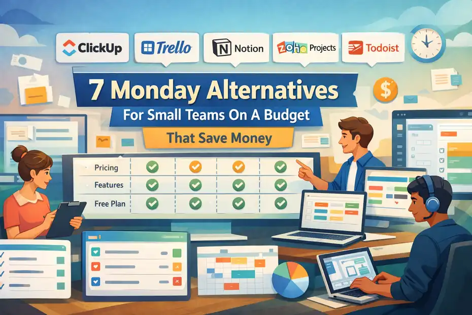 An informative illustration about 7 Monday Alternatives For Small Teams On A Budget That Save Money