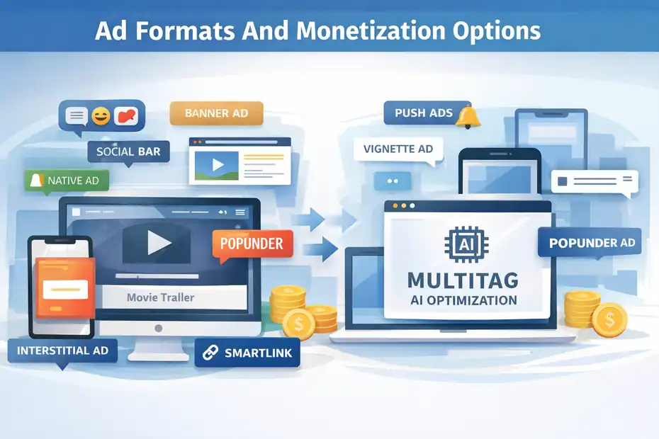 Adsterra Vs Monetag Comparison: Which Pays More? An informative illustration about Ad Formats And Monetization Options