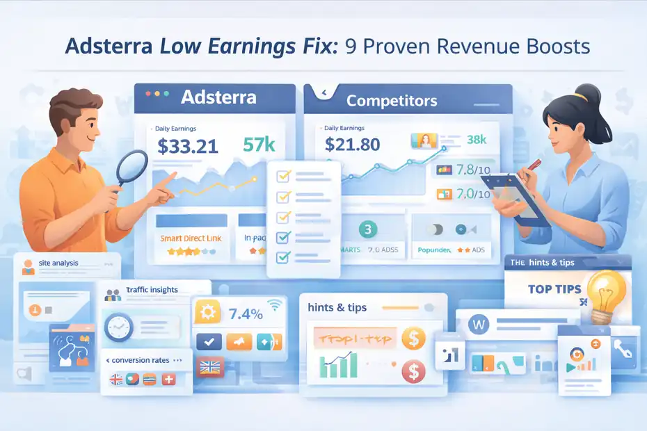 An informative illustration about Adsterra Low Earnings Fix: 9 Proven Revenue Boosts