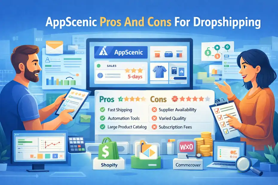 An informative illustration about AppScenic Pros And Cons For Dropshipping