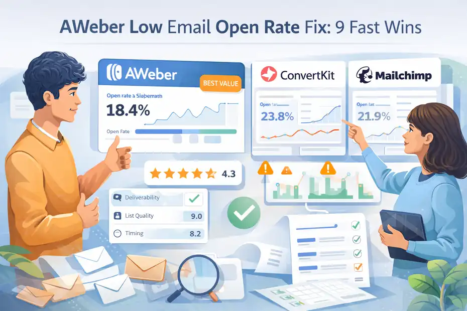 An informative illustration about Aweber Low Email Open Rate Fix: 9 Fast Wins