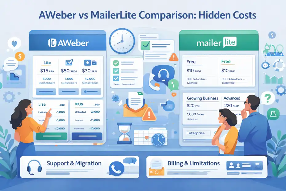 An informative illustration about Aweber vs MailerLite Comparison: Hidden Costs