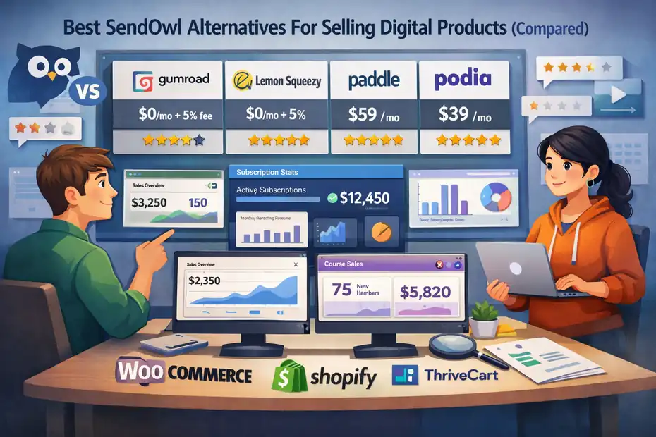 An informative illustration about Best SendOwl Alternatives For Selling Digital Products (Compared)