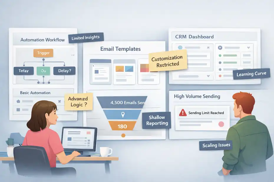 An informative illustration about Brevo Cons Small Businesses Should Consider First