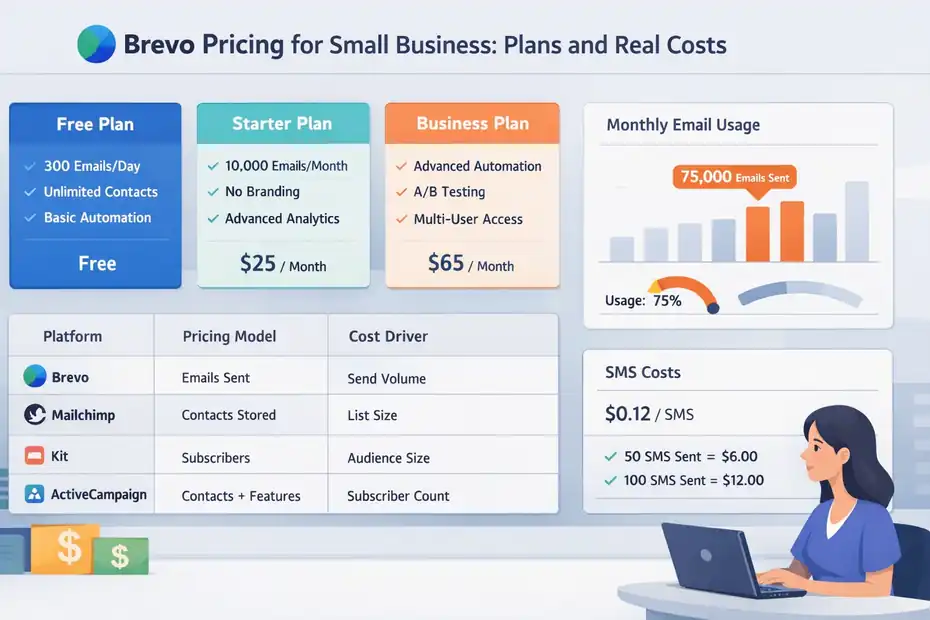 An informative illustration about Brevo Pricing For Small Business: Plans And Real Costs