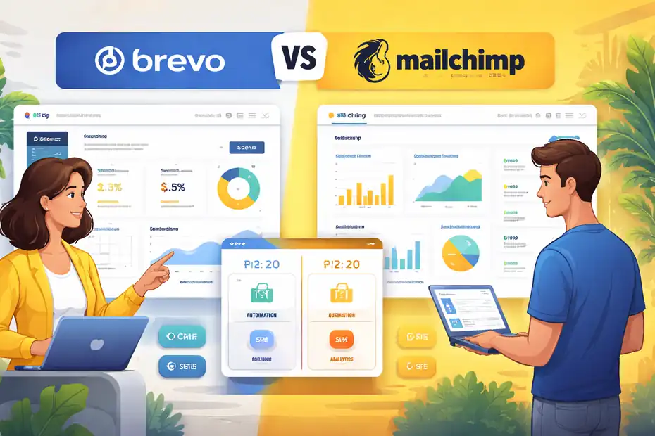 An informative illustration about Brevo Vs Mailchimp For Small Business: Price vs Features