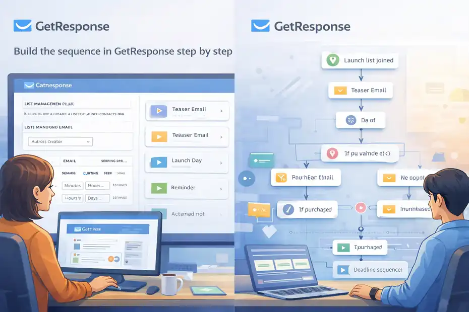 How To Build Product Launch Email Sequences In GetResponse An informative illustration about Build the sequence in GetResponse step by step