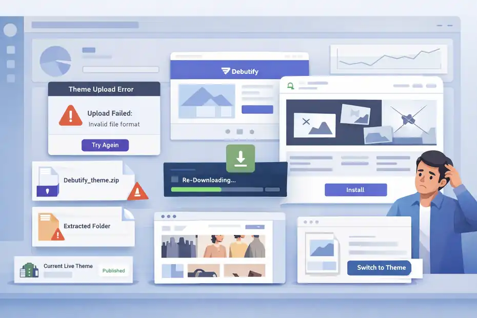 An informative illustration about Common Problems When Installing Debutify On Shopify