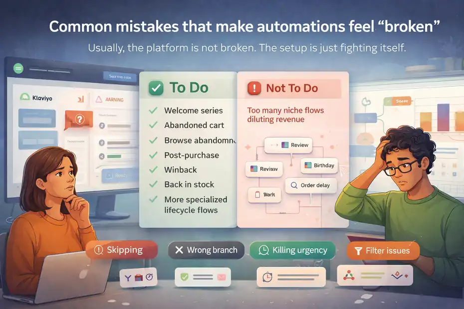 Klaviyo Automation Limits: What They Don’t Tell You An informative illustration about Common mistakes that make automations feel “broken”
