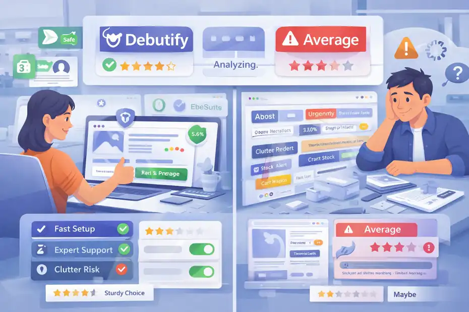 An informative illustration about Debutify Theme Review For Shopify: Hidden Wins & Flaws