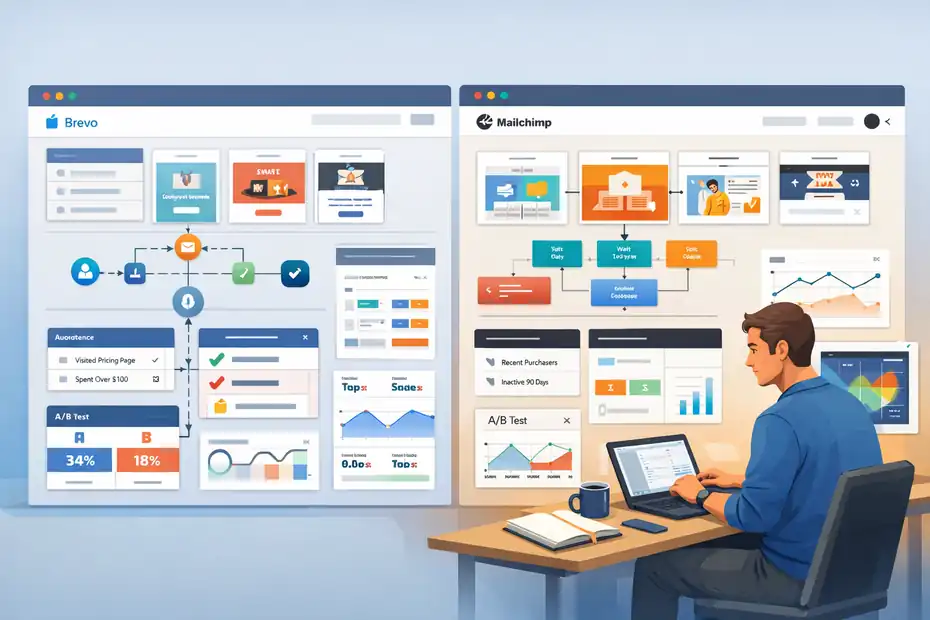 An informative illustration about Email Marketing Features Comparison: Brevo Vs Mailchimp