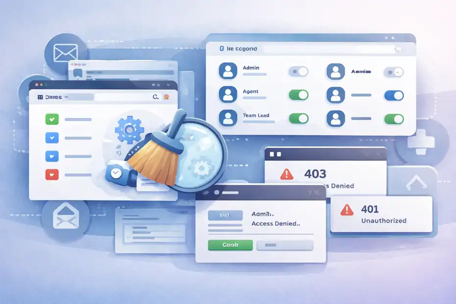 Freshworks Ticket System Not Working Fix Guide An informative illustration about Fix Permissions, Sessions, And Browser-Level Bugs