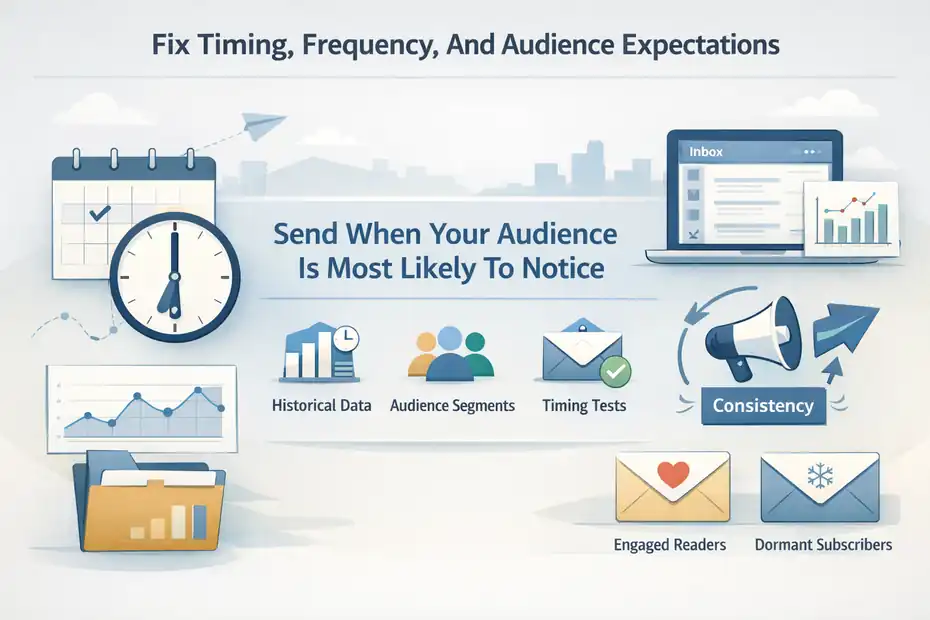 An informative illustration about Fix Timing, Frequency, And Audience Expectations
