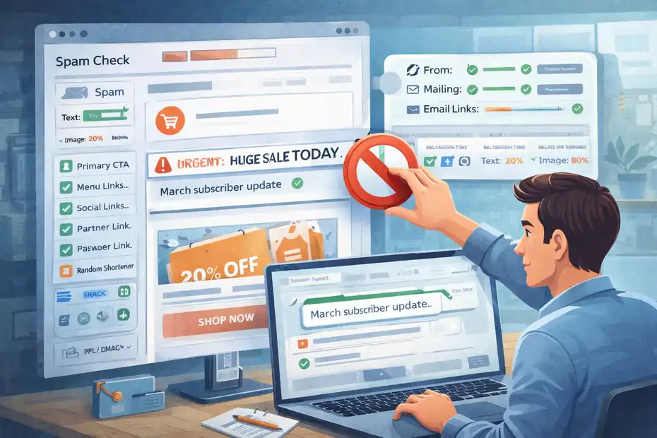 An informative illustration about Fix the email content that triggers filters