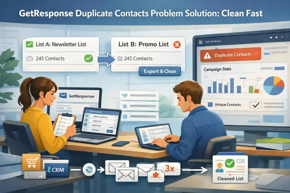An informative illustration about GetResponse Duplicate Contacts Problem Solution: Clean Fast