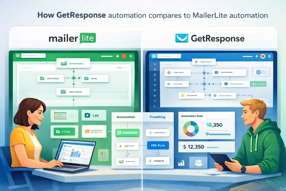 An informative illustration about How GetResponse automation compares to MailerLite automation