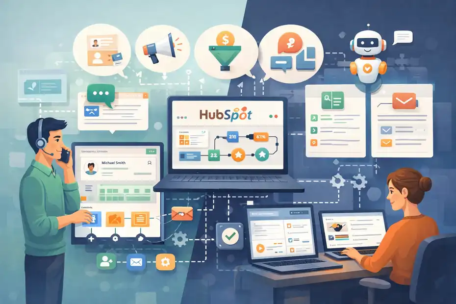 An informative illustration about How HubSpot works in practice