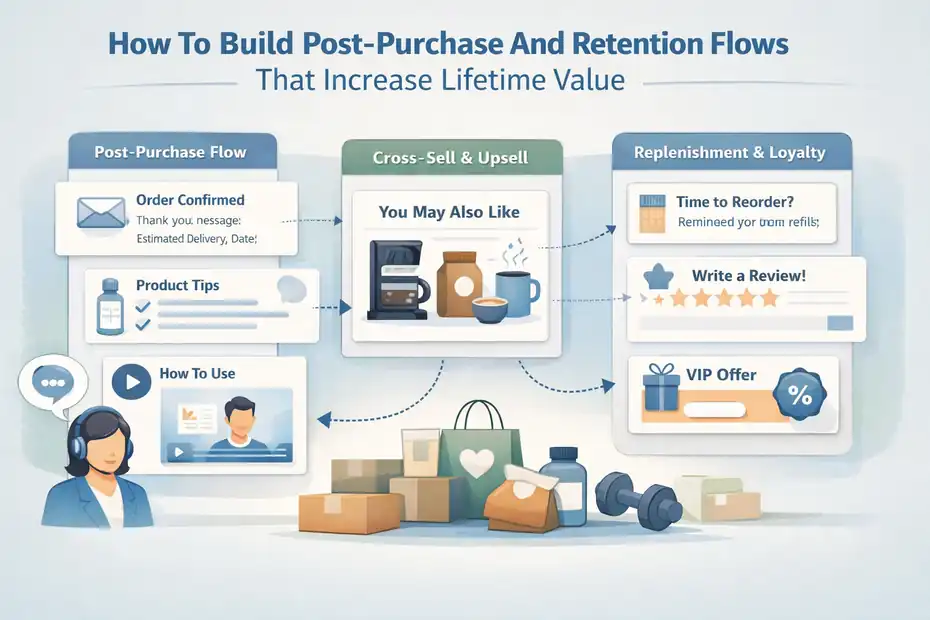 An informative illustration about How To Build Post-Purchase And Retention Flows That Increase Lifetime Value