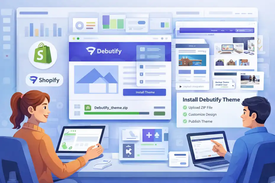An informative illustration about How To Install Debutify Theme Shopify Easily