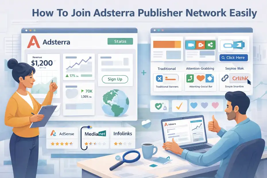 An informative illustration about How To Join Adsterra Publisher Network Easily