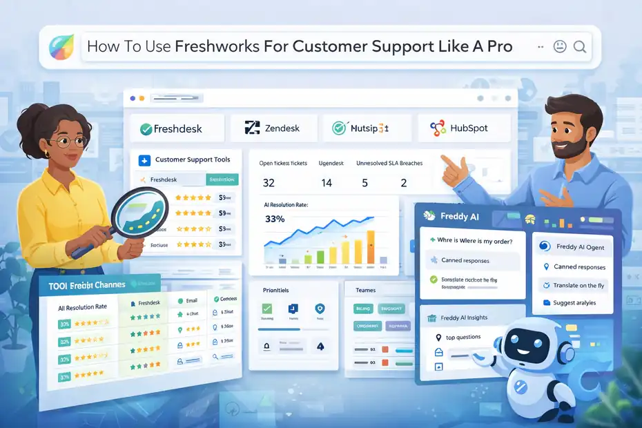 An informative illustration about How To Use Freshworks For Customer Support Like A Pro