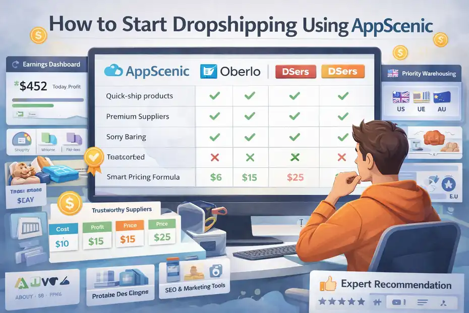 An informative illustration about How to Start Dropshipping Using Appscenic
