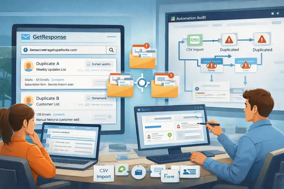 GetResponse Duplicate Contacts Problem Solution: Clean Fast An informative illustration about How to diagnose the duplicate contact issue correctly