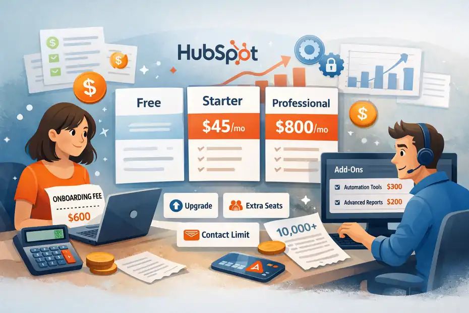An informative illustration about HubSpot Pricing For Small Business: Hidden Costs