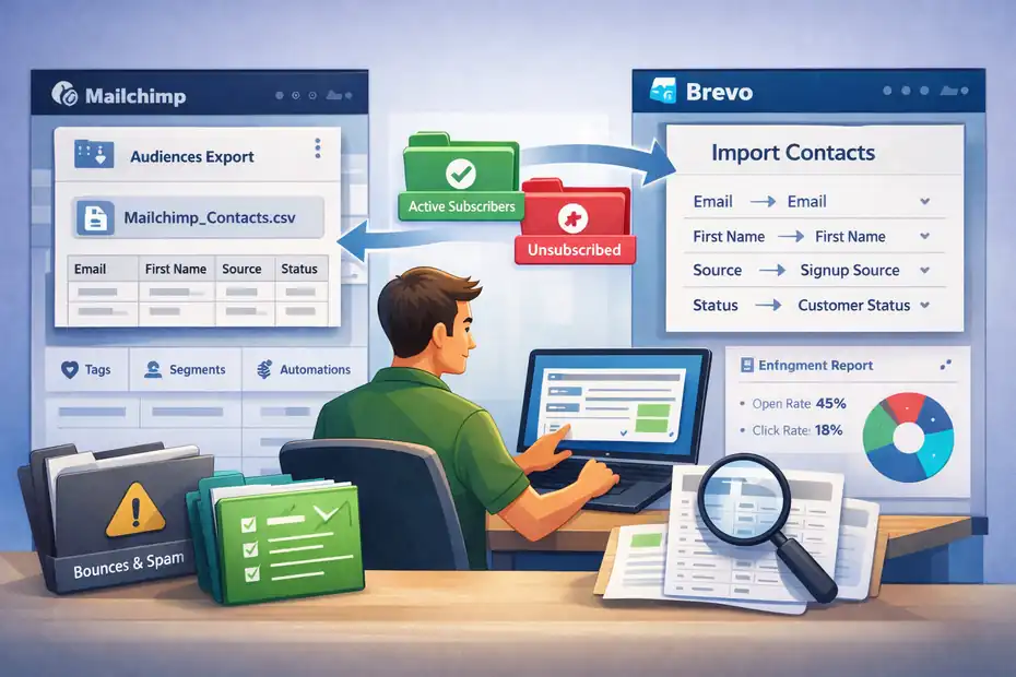 An informative illustration about Importing Mailchimp Contacts Into Brevo Without Errors