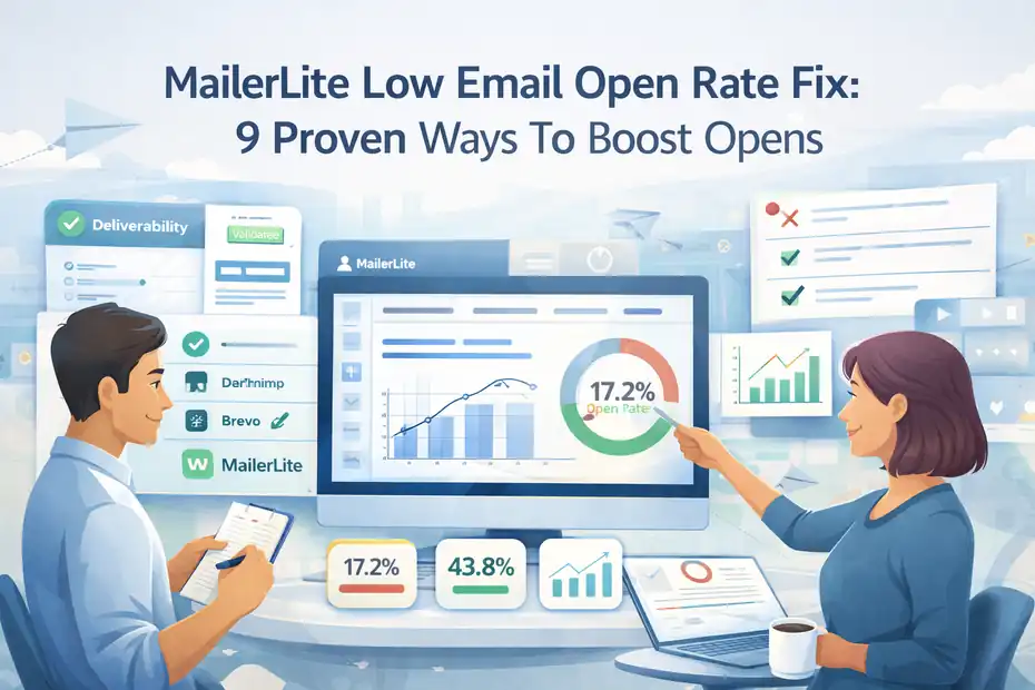 An informative illustration about MailerLite Low Email Open Rate Fix: 9 Proven Ways To Boost Opens