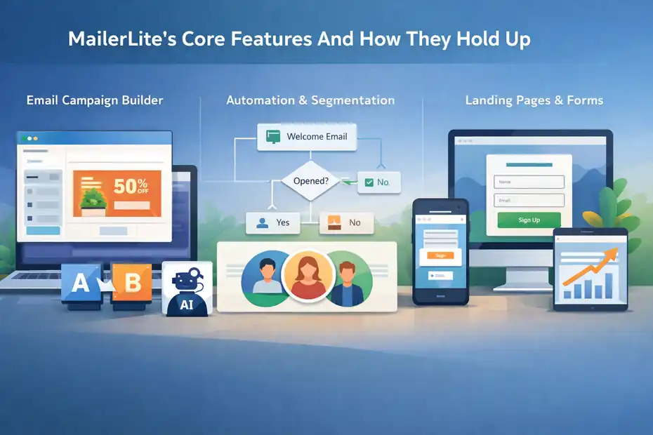 An informative illustration about MailerLite’s Core Features And How They Hold Up