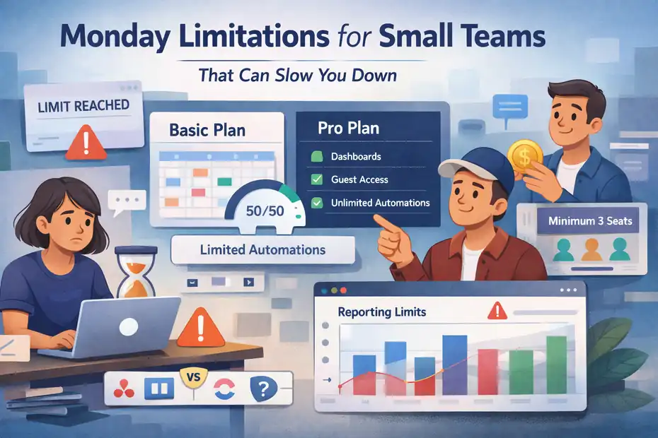 An informative illustration about Monday Limitations For Small Teams That Can Slow You Down