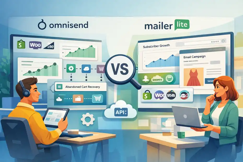 An informative illustration about Omnisend Vs MailerLite Ecommerce Comparison: Best Value