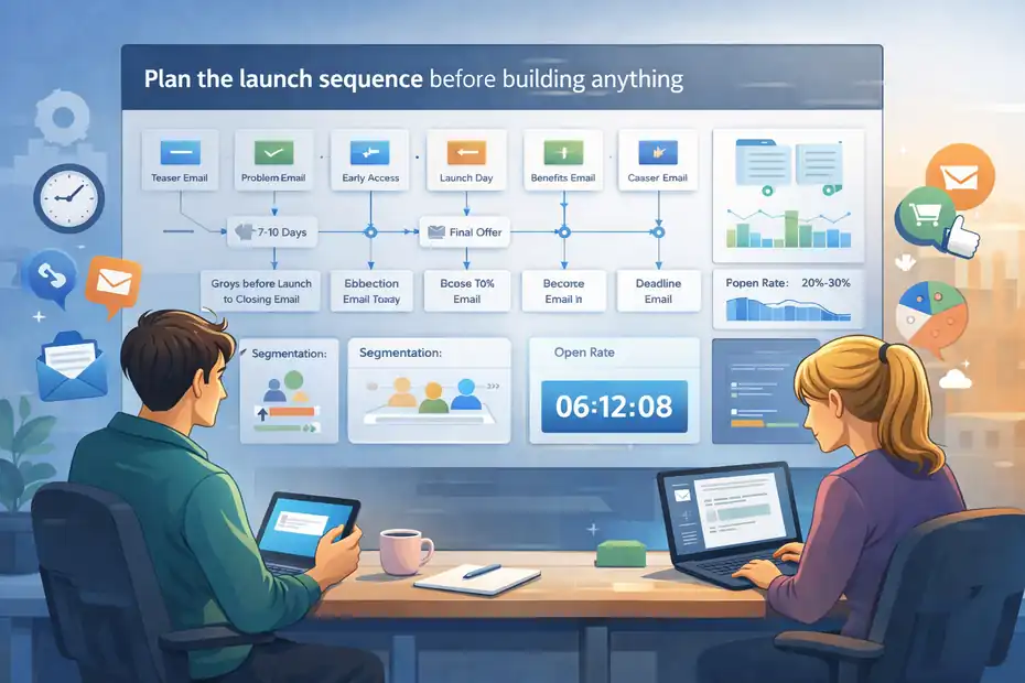 How To Build Product Launch Email Sequences In GetResponse An informative illustration about Plan the launch sequence before building anything