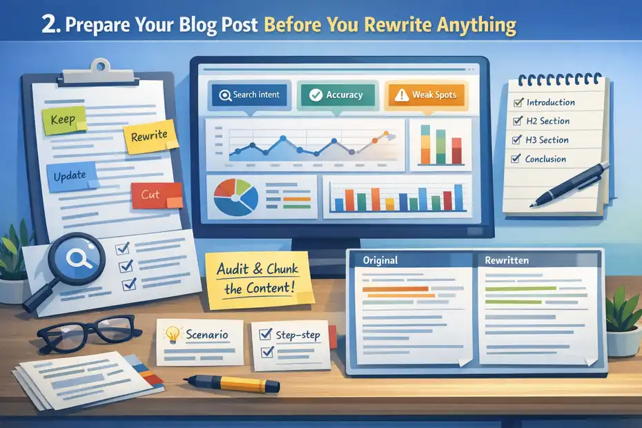 An informative illustration about Prepare Your Blog Post Before You Rewrite Anything