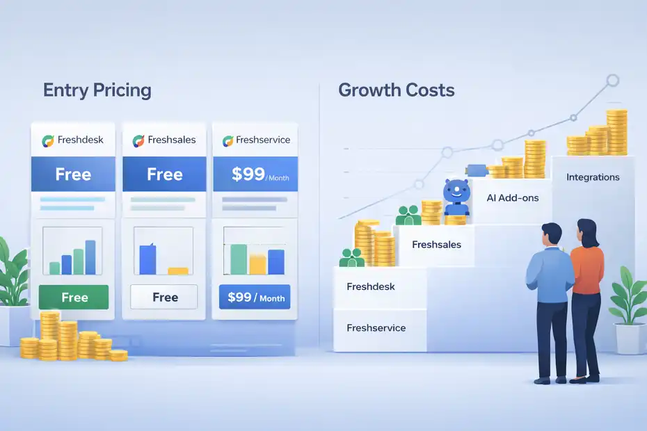 Freshworks Platform Review For Businesses: Hidden Wins An informative illustration about Pricing And Value: Where Businesses Quietly Win Or Overspend
