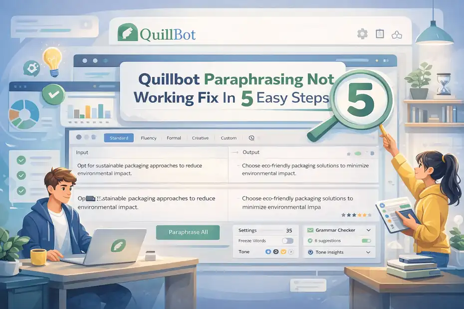 An informative illustration about Quillbot Paraphrasing Not Working Fix In 5 Easy Steps