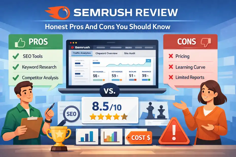 An informative illustration about Semrush Review Honest Pros And Cons You Should Know