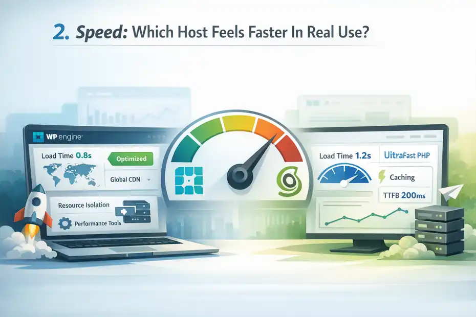 WP Engine Vs SiteGround Comparison: Speed And Uptime An informative illustration about Speed: Which Host Feels Faster In Real Use?