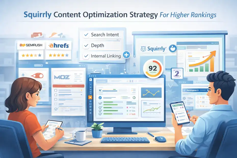 An informative illustration about Squirrly Content Optimization Strategy For Higher Rankings
