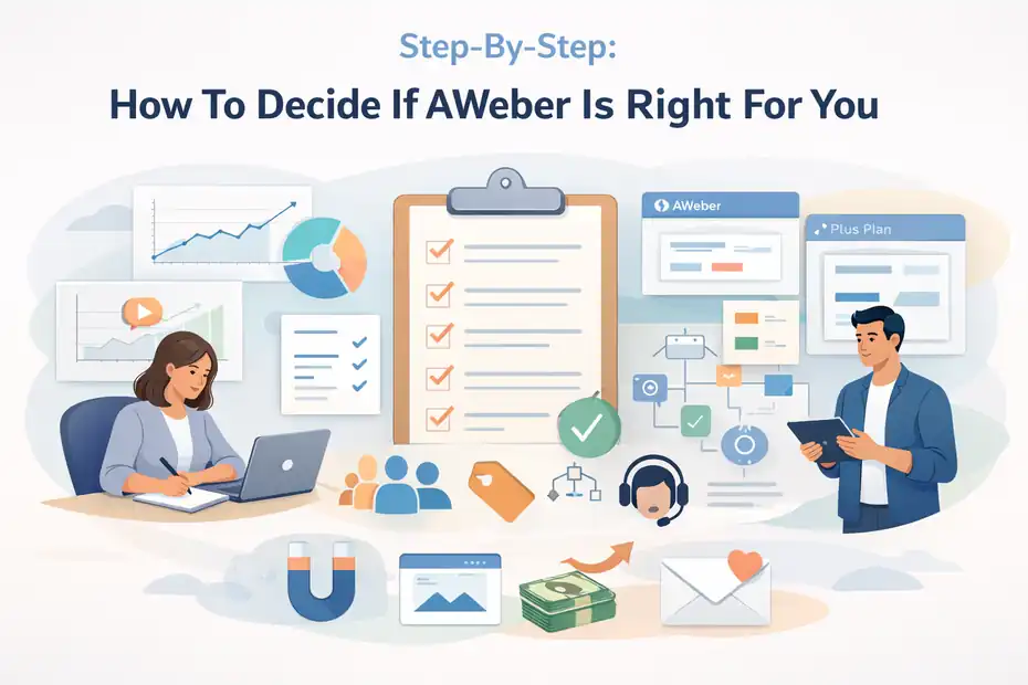 Aweber Pros And Cons for Marketers Guide An informative illustration about Step-By-Step: How To Decide If AWeber Is Right For You