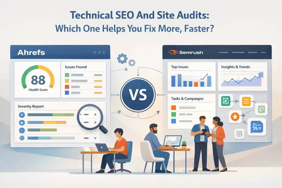 An informative illustration about Technical SEO And Site Audits: Which One Helps You Fix More, Faster?