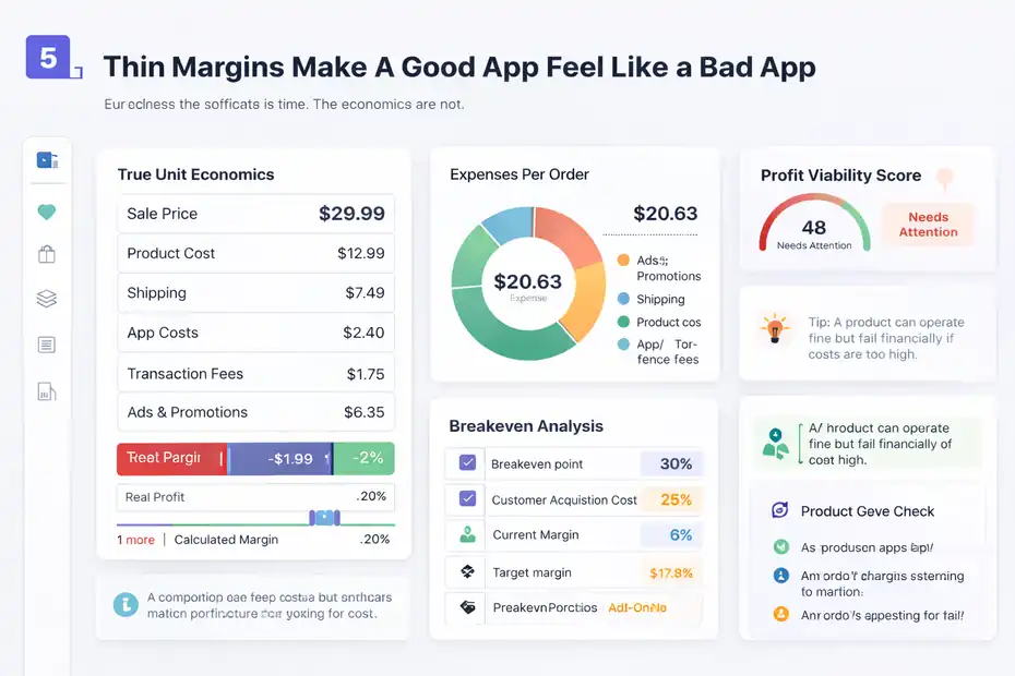An informative illustration about Thin Margins Make A Good App Feel Like A Bad App