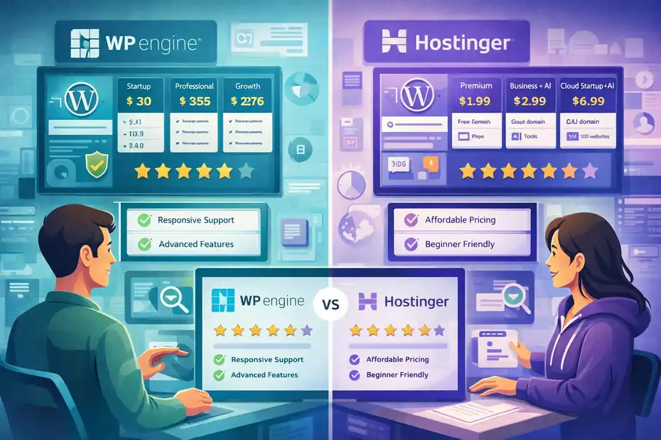 An informative illustration about WP Engine Vs Hostinger WordPress Hosting Comparison: Value