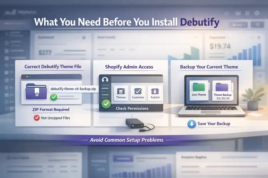 An informative illustration about What You Need Before You Install Debutify