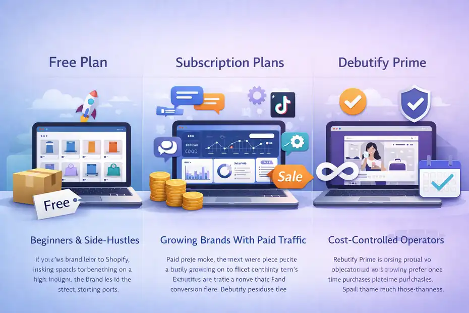 An informative illustration about Which Debutify Plan Makes Sense For Different Store Types